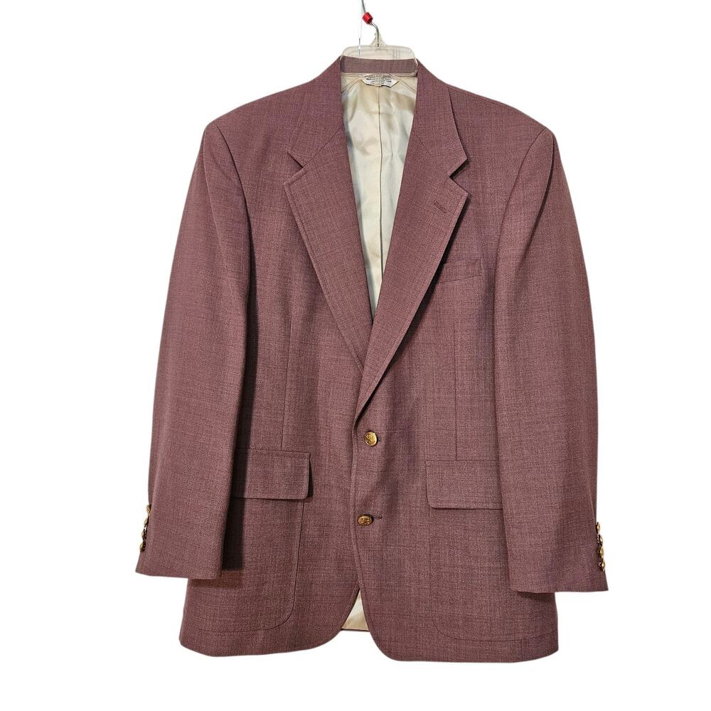 Vintage Hunter Haig Men's Blazer Suit Coat 40-41 Inch Chest Mauve Gold Buttons